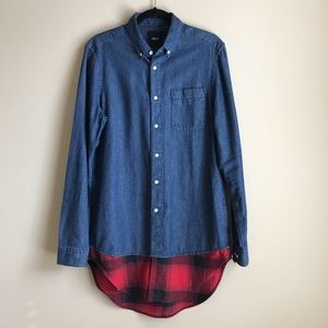 ASOS | chambray flannel long fit shirt